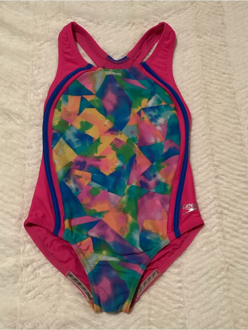 Girls Pink Blue Speedo Summer Swimsuit Girls Sz 7 Speedo Swimwear